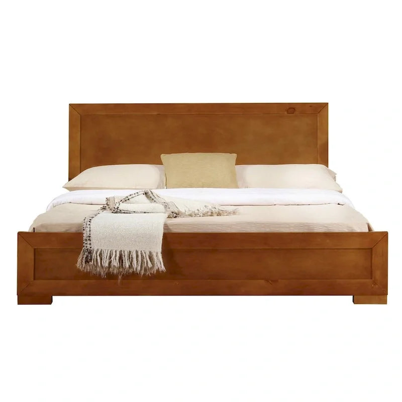 Struttura letto matrimoniale in legno finitura rovere, stile tradizionale, 1 posto