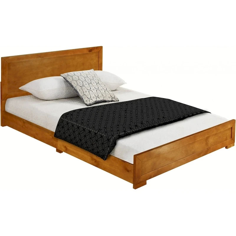 Struttura letto matrimoniale in legno finitura rovere, stile tradizionale, 1 posto