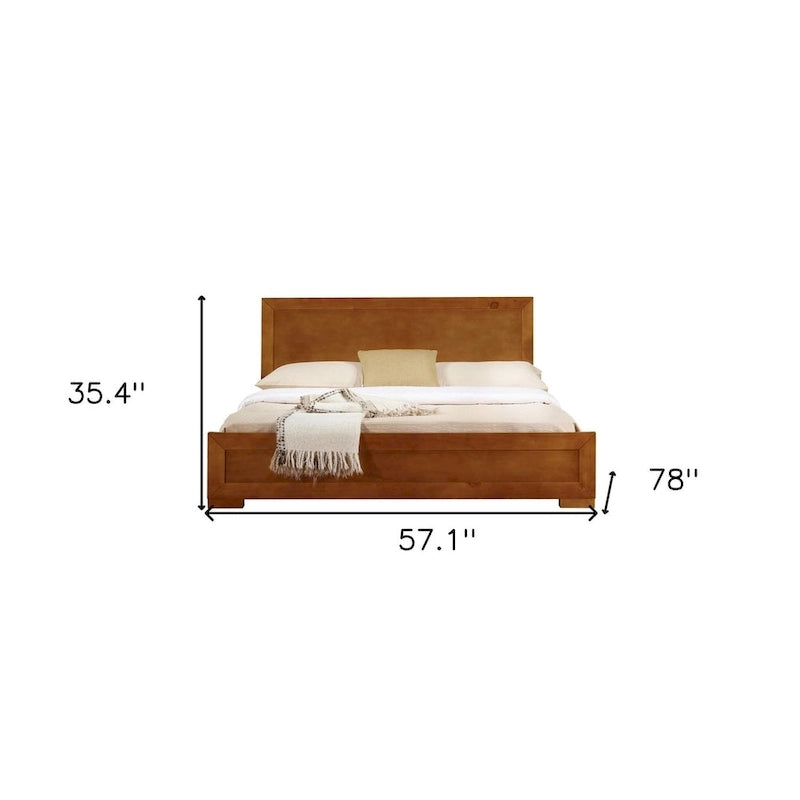 Struttura letto matrimoniale in legno finitura rovere, stile tradizionale, 1 posto
