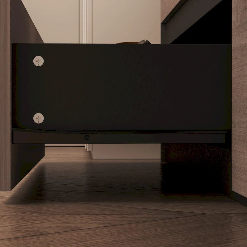 Cassettiera a 6 cassetti Grigio Legno / Nero con vano a giorno, montaggio singolo