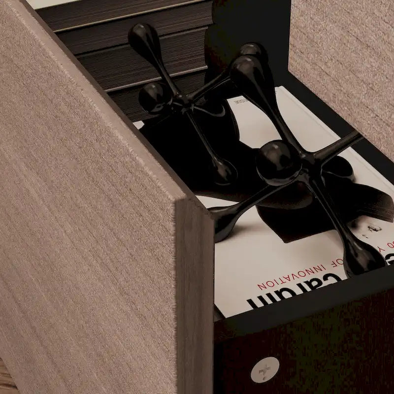 Cassettiera a 6 cassetti Grigio Legno / Nero con vano a giorno, montaggio singolo