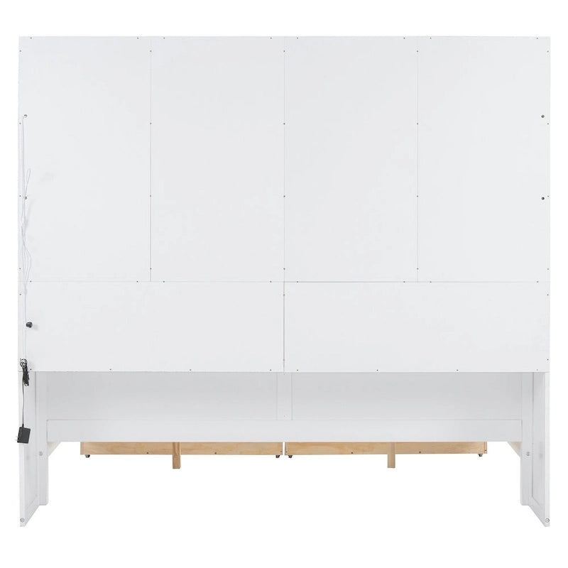 Letto divano con libreria e illuminazione a LED, 1 posto, singolo/una piazza e mezza, Bianco/Grigio