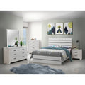 Set camera da letto 5 pezzi con testiera a doghe Coastal White / Barrel Oak, Queen / Eastern King, 2 posti letto