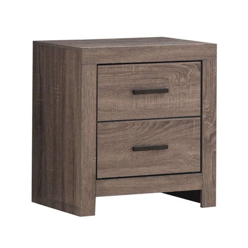 Set camera da letto 5 pezzi con testiera a doghe Coastal White / Barrel Oak, Queen / Eastern King, 2 posti letto