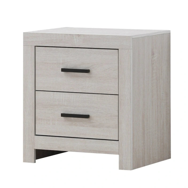 Set camera da letto 5 pezzi con testiera a doghe Coastal White / Barrel Oak, Queen / Eastern King, 2 posti letto