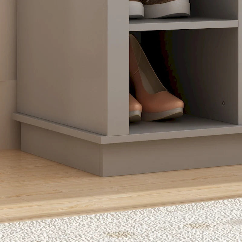 Appendiabiti da ingresso con panca e ganci, grigio/nero/bianco – Organizer per 4 persone
