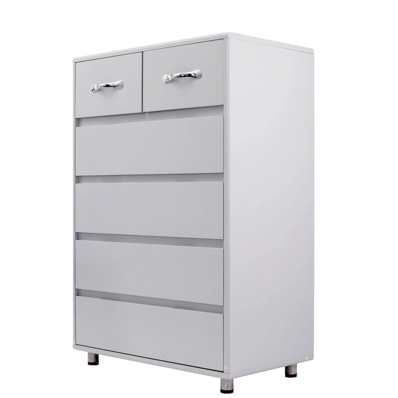 Comò a 6 cassetti, grigio/bianco, 1 persona