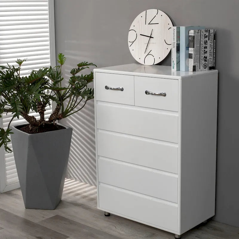 Comò a 6 cassetti, grigio/bianco, 1 persona