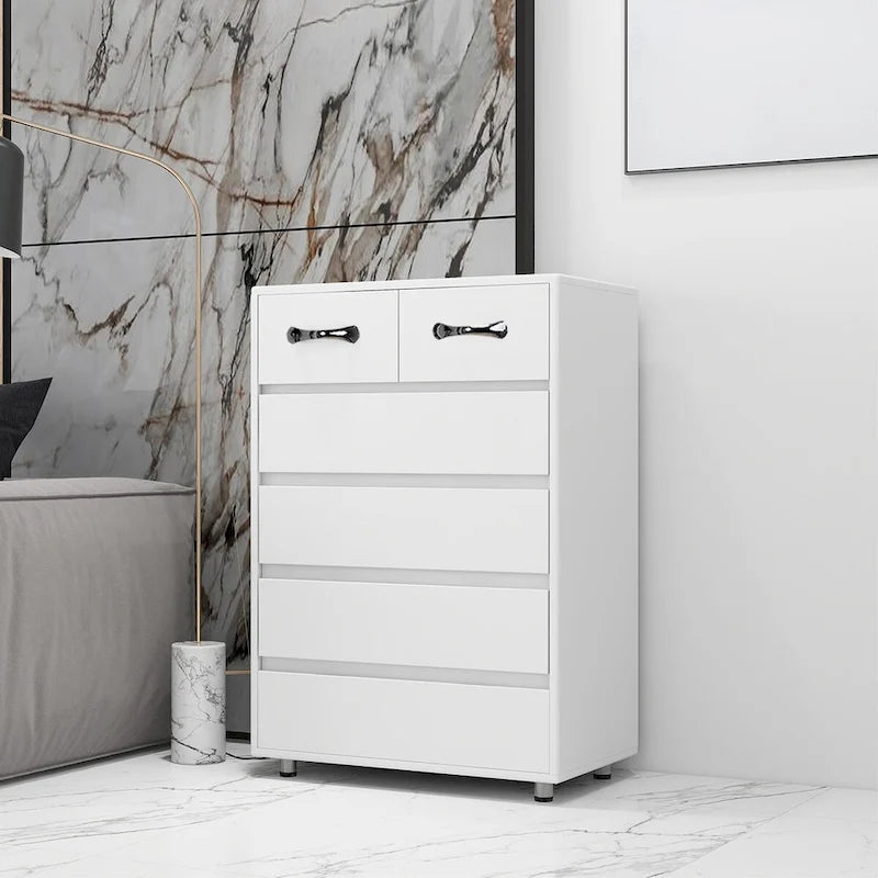 Comò a 6 cassetti, grigio/bianco, 1 persona