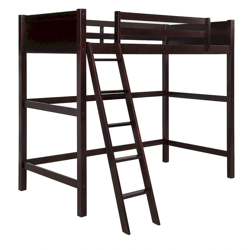 Letto a soppalco singolo con scaletta – Pino massiccio, Marrone/Grigio/Bianco, Posti letto: 1