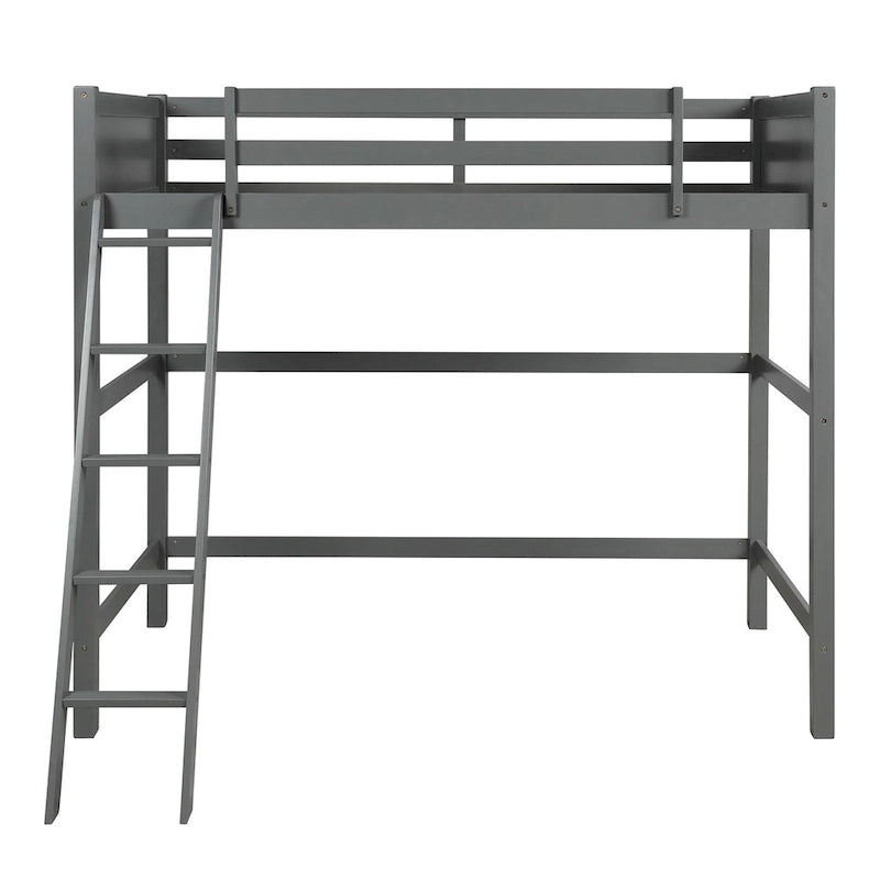 Letto a soppalco singolo con scaletta – Pino massiccio, Marrone/Grigio/Bianco, Posti letto: 1