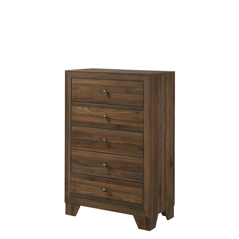 Set camera da letto 5 pezzi in legno di ciliegio venato, adatto per 1-2 persone