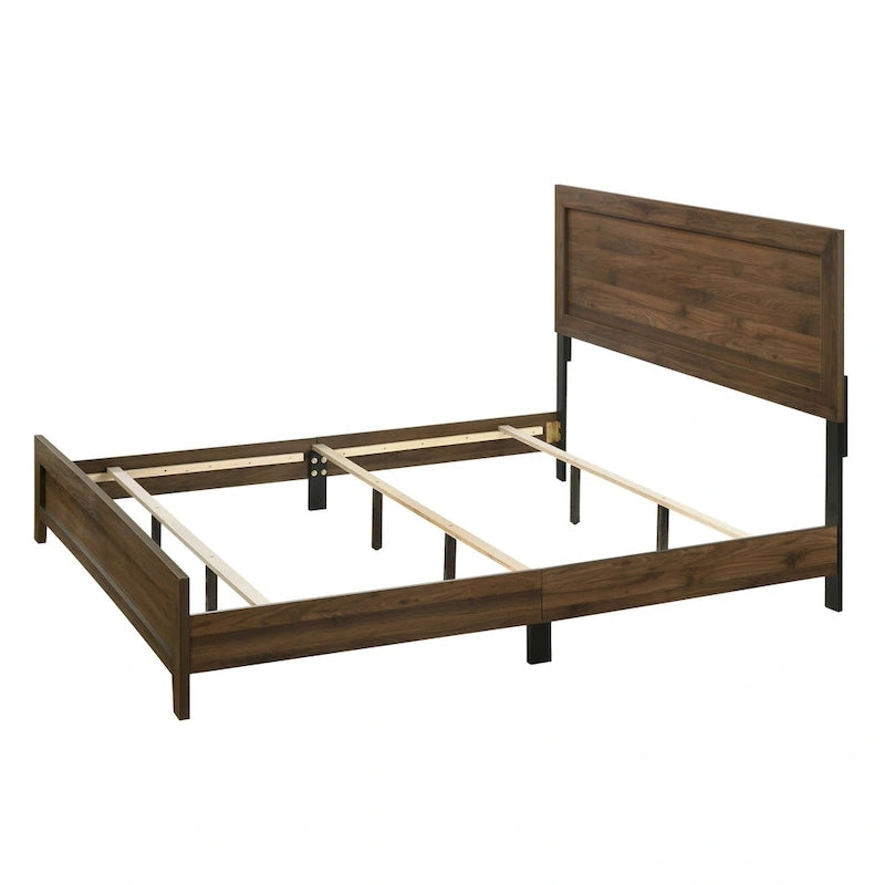Set camera da letto 5 pezzi in legno di ciliegio venato, adatto per 1-2 persone
