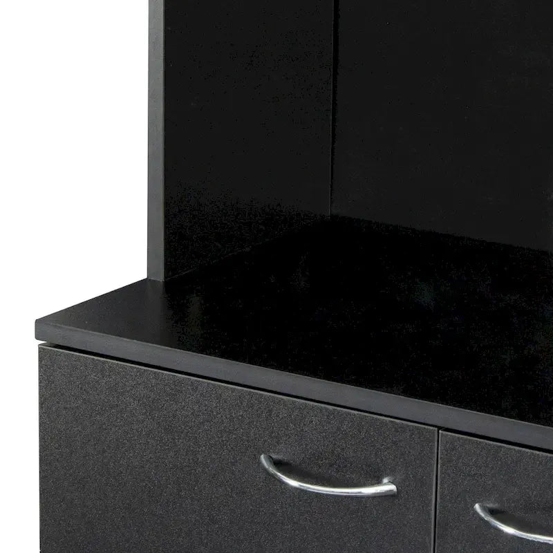 Armadio alto nero con 6 ante, 1 cassetto e 1 ripiano a giorno