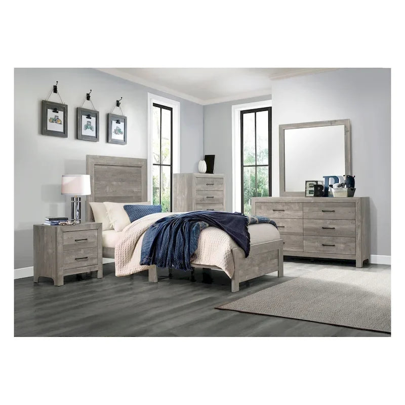 Set camera da letto moderno grigio a pannelli, 3 pezzi, per letto singolo/una piazza e mezza/matrimoniale alla francese/matrimoniale