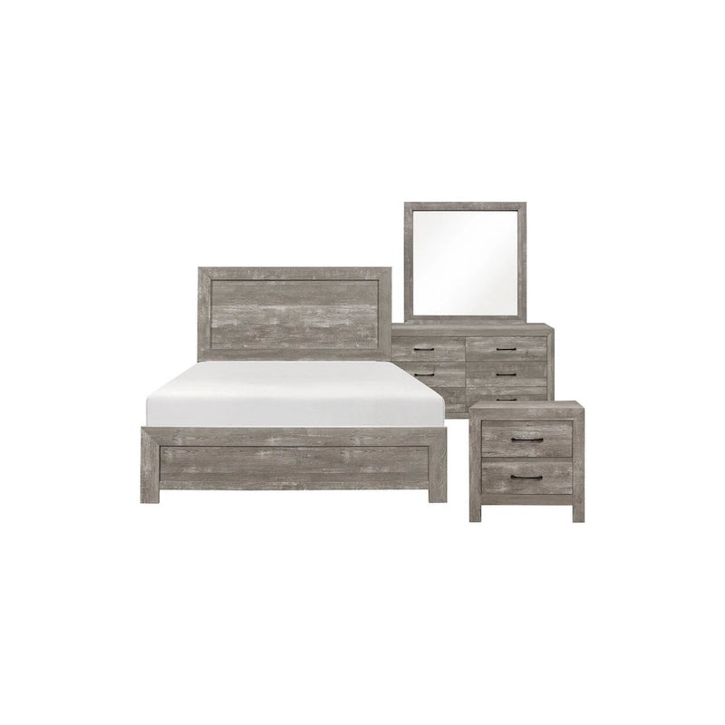 Set camera da letto moderno grigio a pannelli, 3 pezzi, per letto singolo/una piazza e mezza/matrimoniale alla francese/matrimoniale