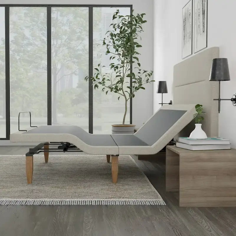 Base Letto Regolabile Beige con Testiera – Telecomando Wireless, Gravità Zero e Illuminazione Sottoplaca, 1–2 Persone