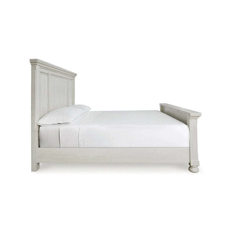 Letto a pannelli bianco anticato, 1 posto, Queen/King