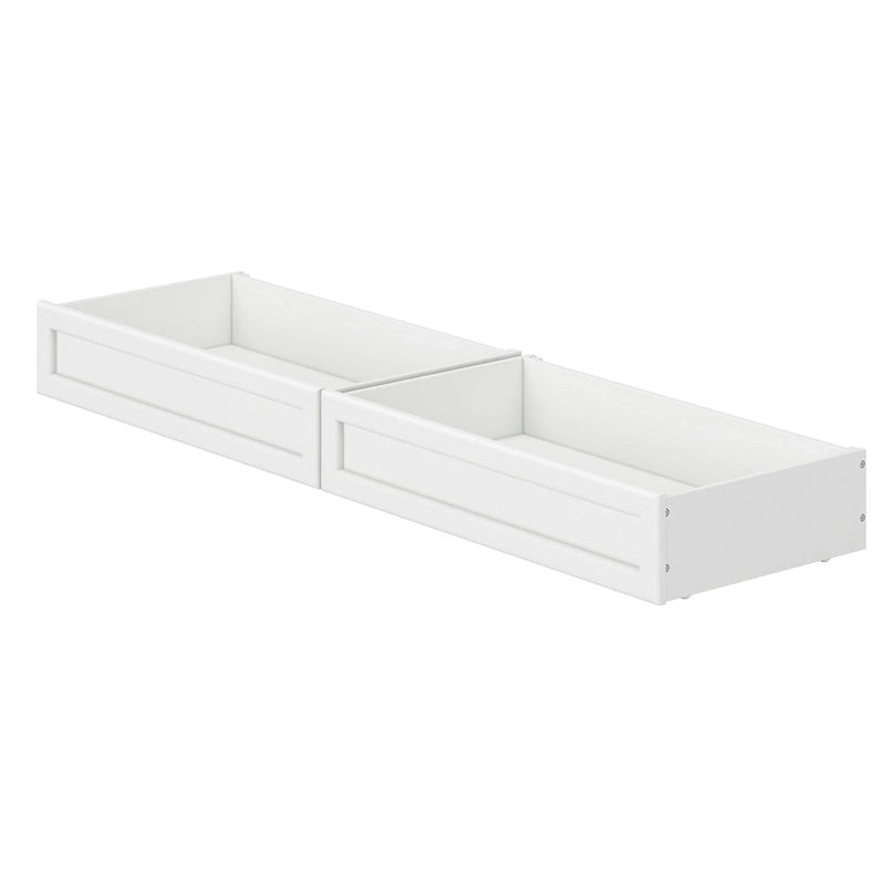 Cassetti contenitori sottoletto Light Toffee / Bianco / Noce Mid-Century – Singolo/Matrimoniale, Set da 2