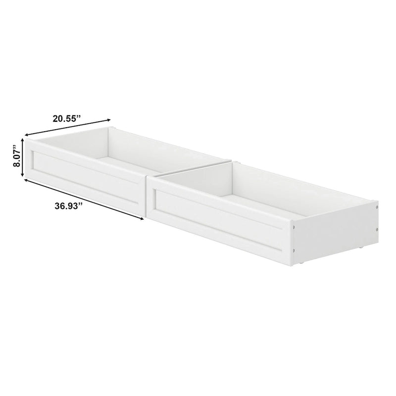 Cassetti contenitori sottoletto Light Toffee / Bianco / Noce Mid-Century – Singolo/Matrimoniale, Set da 2