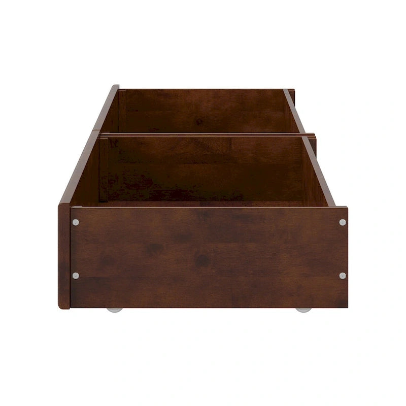 Cassetti contenitori sottoletto Light Toffee / Bianco / Noce Mid-Century – Singolo/Matrimoniale, Set da 2