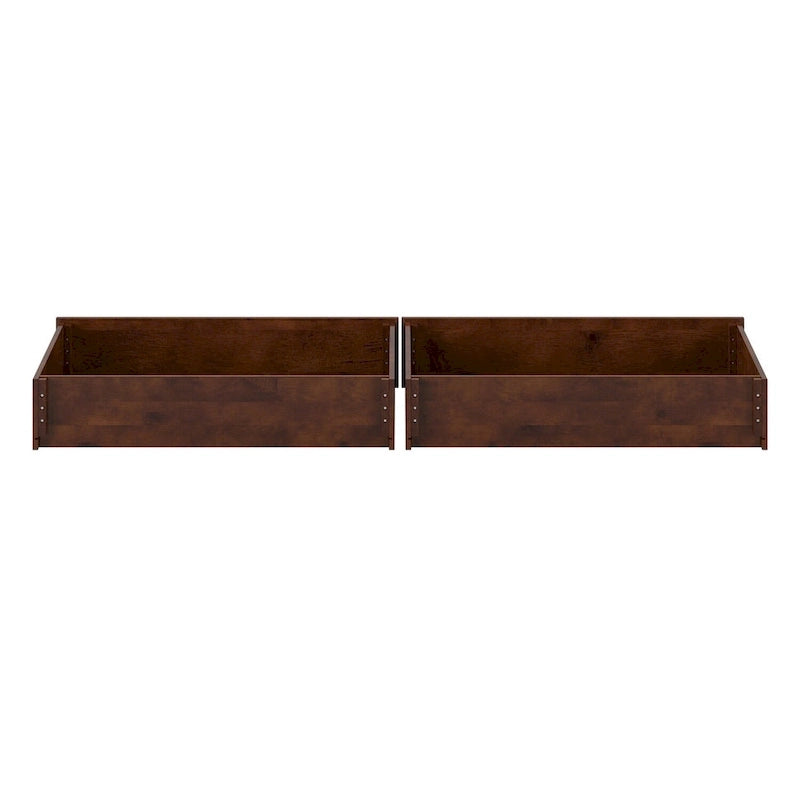 Cassetti contenitori sottoletto Light Toffee / Bianco / Noce Mid-Century – Singolo/Matrimoniale, Set da 2