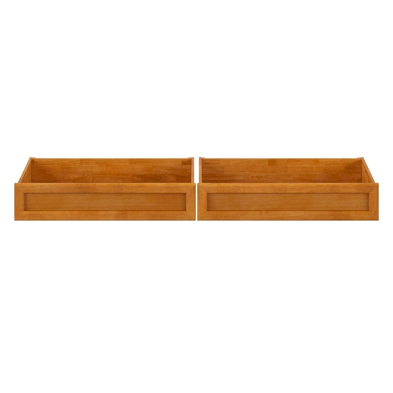 Cassetti contenitori sottoletto Light Toffee / Bianco / Noce Mid-Century – Singolo/Matrimoniale, Set da 2