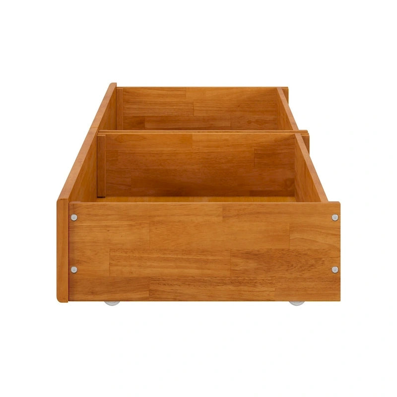 Cassetti contenitori sottoletto Light Toffee / Bianco / Noce Mid-Century – Singolo/Matrimoniale, Set da 2