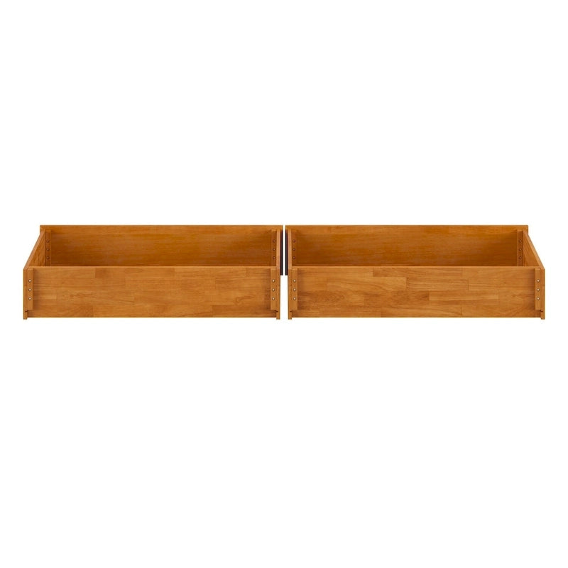 Cassetti contenitori sottoletto Light Toffee / Bianco / Noce Mid-Century – Singolo/Matrimoniale, Set da 2