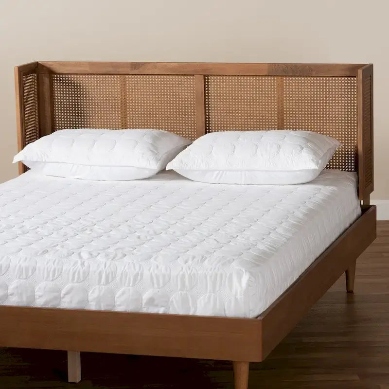 Testiera avvolgente in frassino e rattan, stile metà secolo, per letto da 1-2 persone