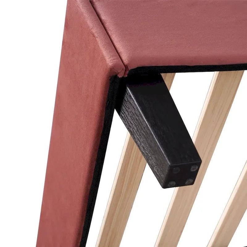 Letto a piattaforma in velluto floreale rosso fagiolo / beige – Matrimoniale / Queen (2 persone)