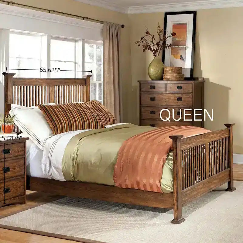 Testiera a doghe in rovere marrone, stile Mission, Queen/King, montaggio per 1 persona
