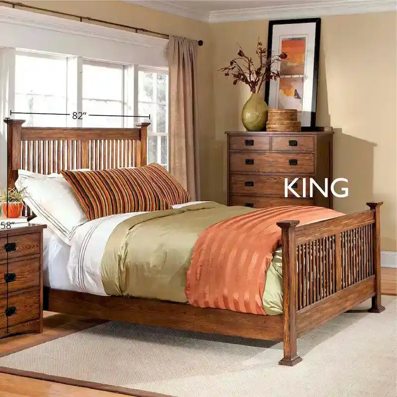 Testiera a doghe in rovere marrone, stile Mission, Queen/King, montaggio per 1 persona