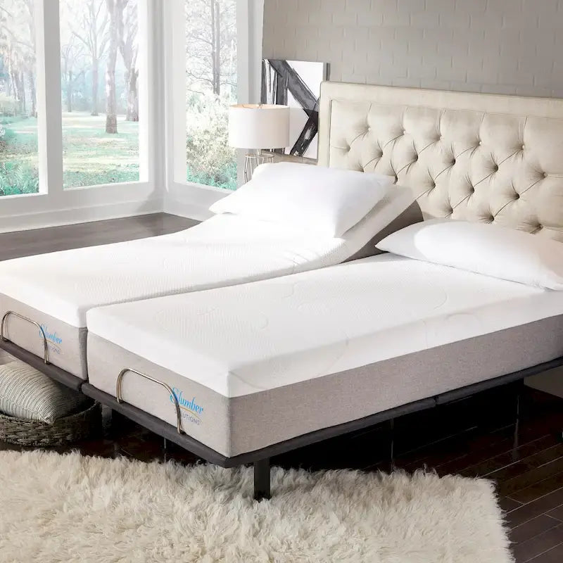 Materasso in Memory Gel e Base Regolabile Bianco/Grigio – Rigido/Medio/Morbido, 1–2 Persone