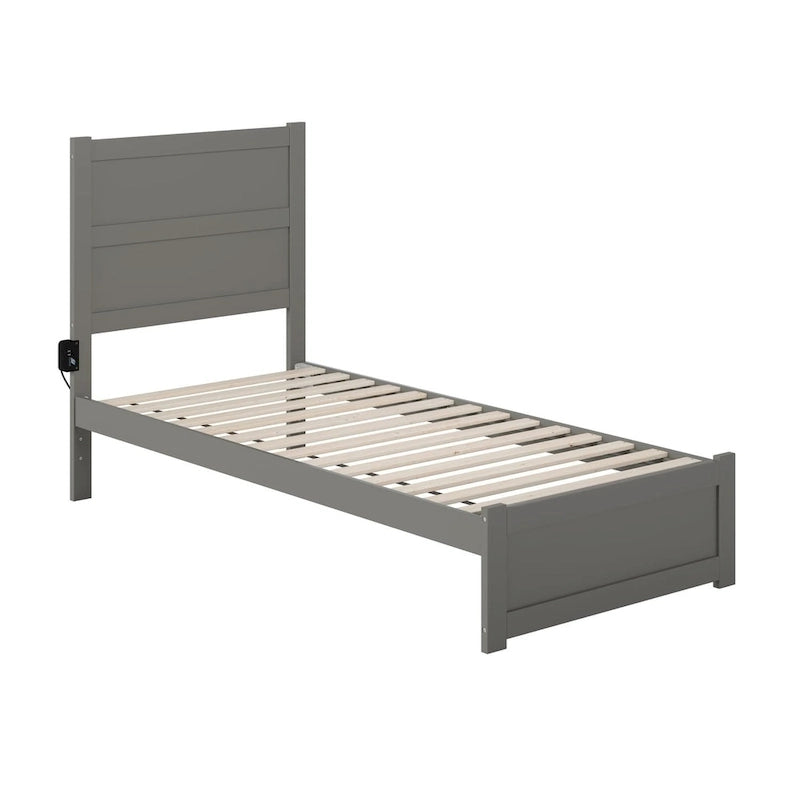 Letto a piattaforma singolo grigio Twin XL con pediera