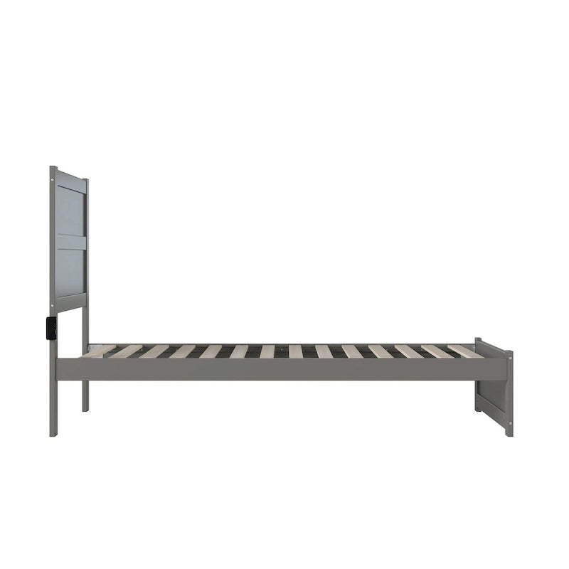 Letto a piattaforma singolo grigio Twin XL con pediera