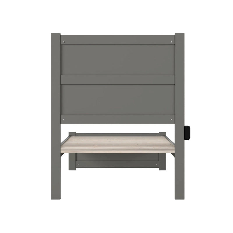 Letto a piattaforma singolo grigio Twin XL con pediera