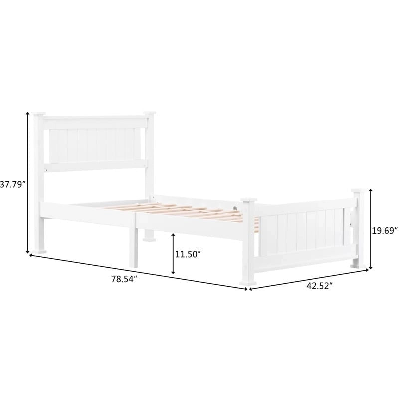Struttura letto a pannelli bianca con testiera – Singolo/Matrimoniale francese/Matrimoniale, 1–2 persone