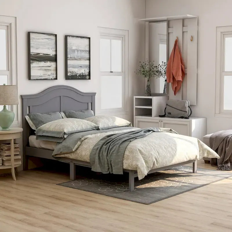 Letto a piattaforma a gobba di cammello, per utente singolo, bianco/grigio, misura standard