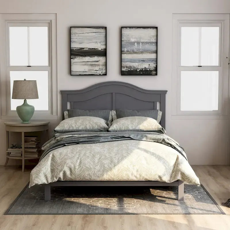 Letto a piattaforma a gobba di cammello, per utente singolo, bianco/grigio, misura standard