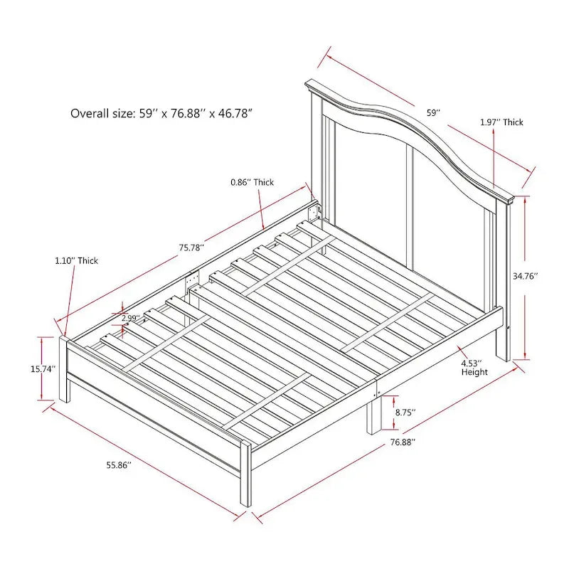 Letto a piattaforma a gobba di cammello, per utente singolo, bianco/grigio, misura standard