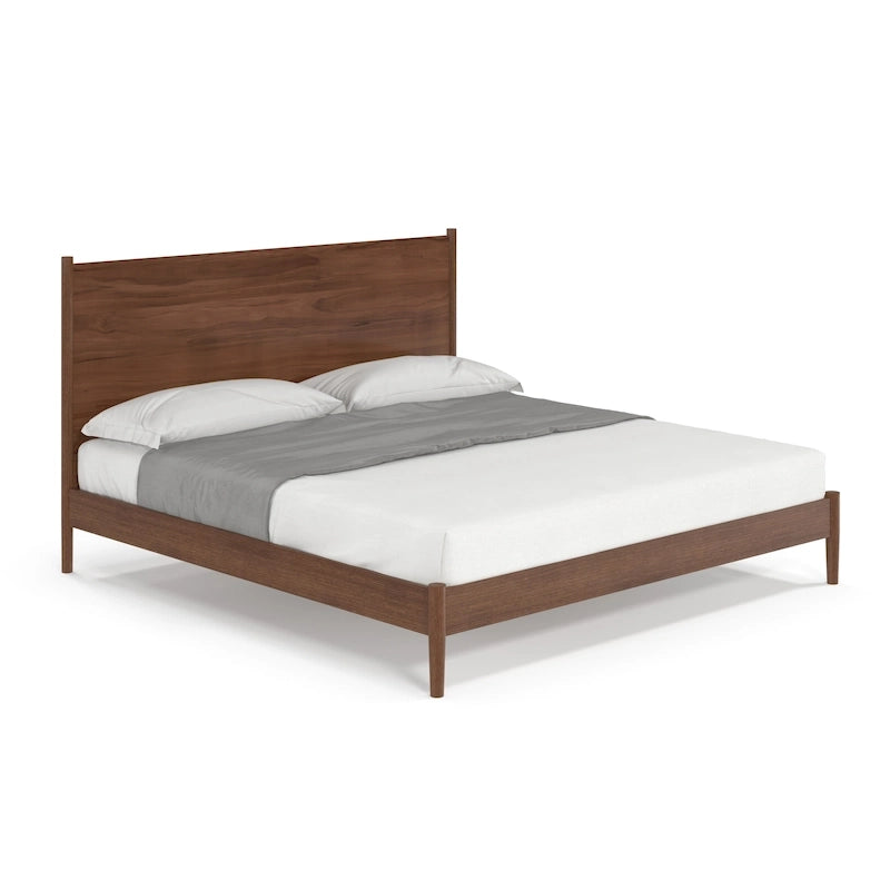 Letto a pannelli scandinavo nero/noce/marrone chiaro con gambe affusolate – King