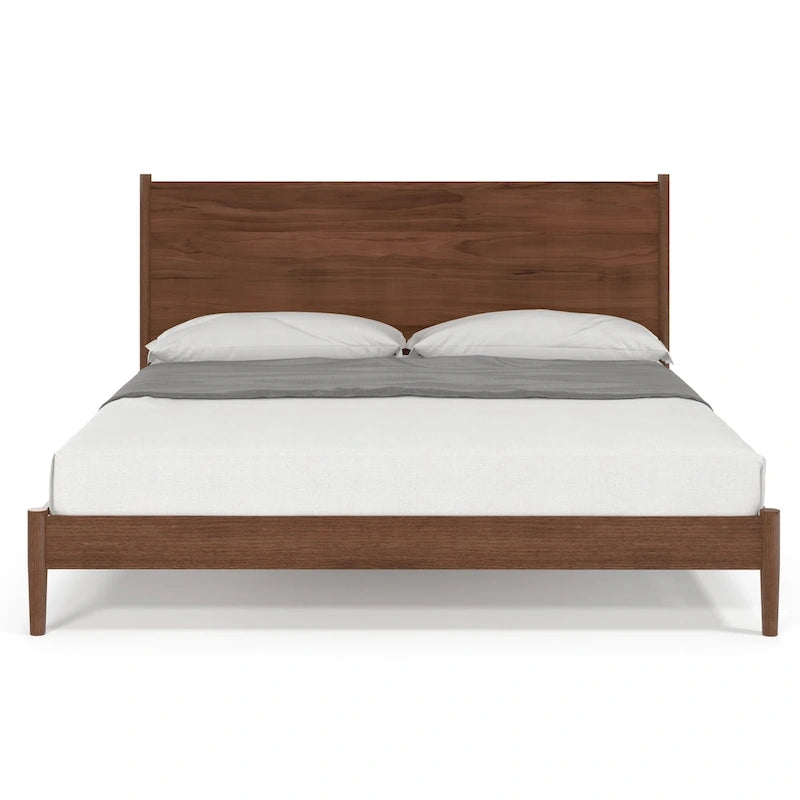 Letto a pannelli scandinavo nero/noce/marrone chiaro con gambe affusolate – King