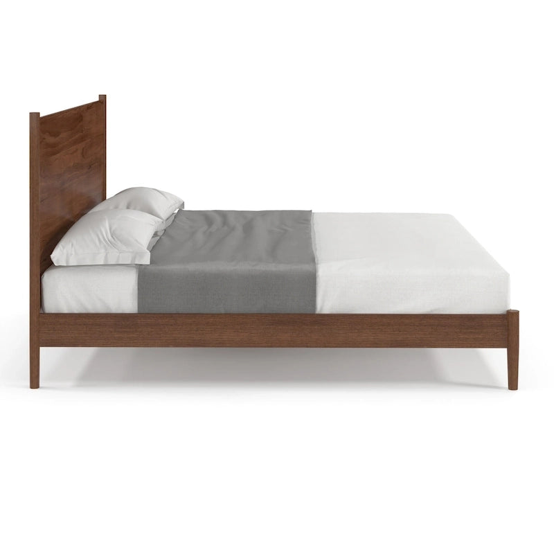 Letto a pannelli scandinavo nero/noce/marrone chiaro con gambe affusolate – King