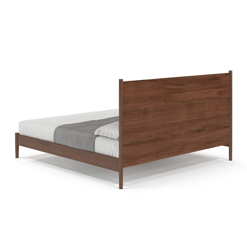 Letto a pannelli scandinavo nero/noce/marrone chiaro con gambe affusolate – King