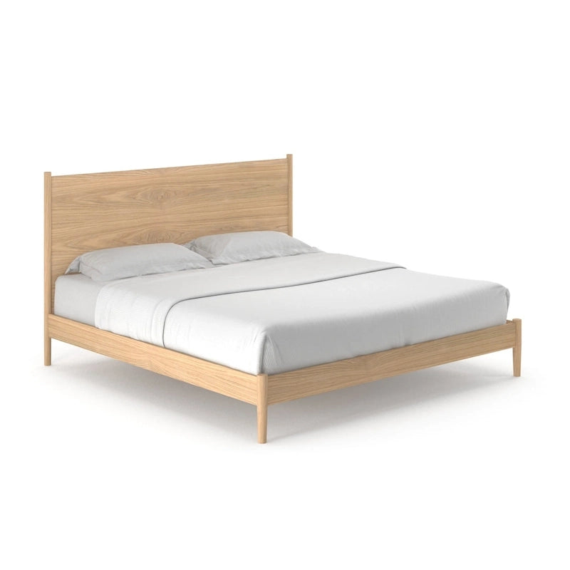 Letto a pannelli scandinavo nero/noce/marrone chiaro con gambe affusolate – King