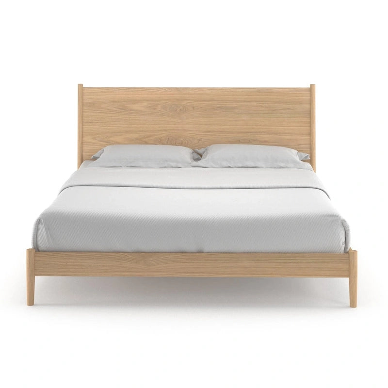 Letto a pannelli scandinavo nero/noce/marrone chiaro con gambe affusolate – King
