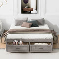 Letto a Piattaforma Queen con 6 Cassetti Contenitore, Grigio Antico / Bianco / Naturale, Per 1-2 Persone
