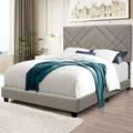 Struttura Letto a Piattaforma Queen Imbottita Beige, Resistente alle Macchie, Supporta 2 Adulti