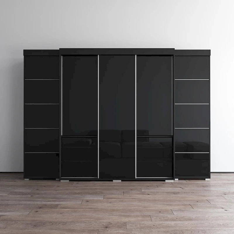 Armadio con ante in vetro bianco/grigio/nero, stile contemporaneo